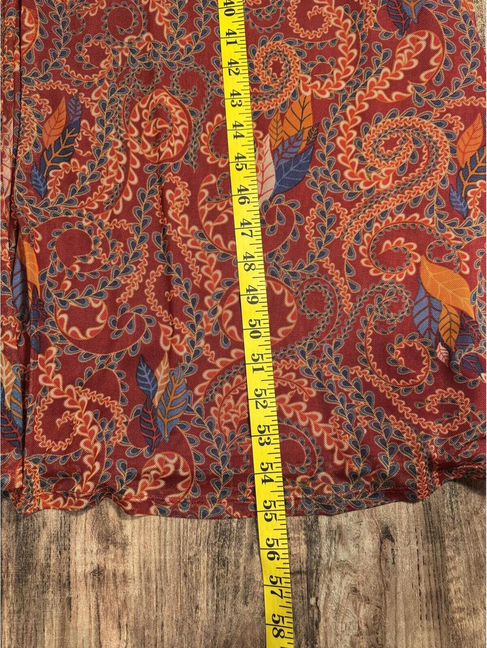 Harlow & Rose Burgundy Paisley Faux Wrap Maxi Dress - Picture 7 of 9